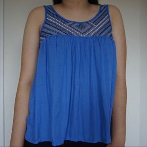 NWT Aeropostale Blue Mesh Embroidered Tank